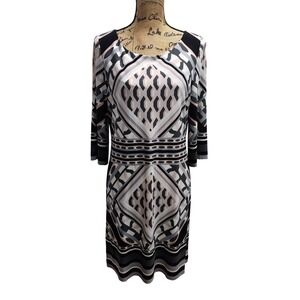 Calvin Klein Geometric Print 3/4 Sleeve Sheath Dress Women Size 12‎